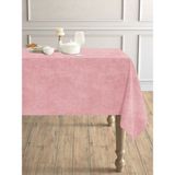 Perle Daily Series Kadife Dokulu Buğulu Gül Rengi Masa Örtüsü - 130 x 130 cm - Pembe