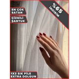 Perle Doğal Dokulu 1/3 Sık Pileli Şantuk Tül Perde Premium Kumaş - Beyaz - 500 x 260 cm