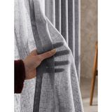 Perle Gri Renk Keten Efektli 1'e 3 Sık Pile Tül Perde | Ekstra Dolgun ve Dökümlü - 150 x 260 cm