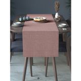 Perle Home Keten Dokulu Runner Açık Pembe Renk Dekoratif Şık Runner Örtü