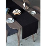 Perle Home Keten Dokulu Runner Siyah Renk Dekoratif Şık Runner Örtü