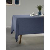 PERLE İndigo Rengi Keten Dokulu Masa Örtüsü - 130 x 130 cm