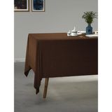 PERLE Kahverengi Keten Dokulu Masa Örtüsü - 130 x 130 cm