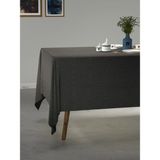 PERLE Koyu Gri Keten Dokulu Masa Örtüsü - 150 x 220 cm