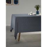 PERLE Koyu İndigo Rengi Keten Dokulu Masa Örtüsü - 150 x 220 cm