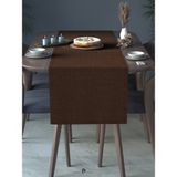 Perle Perle Home Keten Dokulu Runner Kahverengi Renk Dekoratif Şık Runner Örtü - 40 x 140 cm