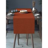 Perle Perle Home Keten Dokulu Runner Kiremit Renk Dekoratif Şık Runner Örtü - 40 x 140 cm