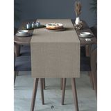 Perle Perle Home Keten Dokulu Runner Taş Rengi Renk Dekoratif Şık Runner Örtü - 40 x 140 cm