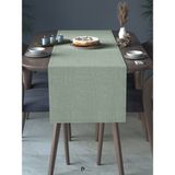 Perle Perle Home Keten Dokulu Runner Yeşil Renk Dekoratif Şık Runner Örtü - 40 x 140 cm