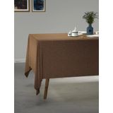 PERLE Sütlü Kahverengi Keten Dokulu Masa Örtüsü, 130x130 Cm, Polyester, 130 x 130 cm (Kare)