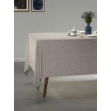 PERLE Taş Rengi Keten Dokulu Masa Örtüsü, 100x100 cm, Polyester
