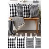 perlina home Ekose 4 'lü Uyumlu Takım 40x40 Yastık Kılıfı Siyah