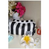 perlina home Makyaj Çantası Siyah Beyaz Çizgili_Büyük Boy