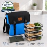 Perlotus 16 Litre Termal Yemek Taşıma Çantası Fit Beslenme Ofis Izolasyonlu Çanta (Buz Aküsü Hediyeli) - Siyah - Standart