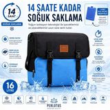 Perlotus 16 Lt Yalıtımlı Termos Piknik Kamp Çantası, Su Geçirmez, 8 mm Kalın Yalıtım 9-14 Saat Sıcak Soğuk Tutan Omuz Askılı Büyük Boy - Siyah - Standart