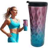 Perlotus 500 ml Renkli Tasarım Isı Yalıtımlı Kahve Mug Çelik Termos - Çok Renkli - Standart