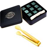 Perlotus 9 Adet Granit Mermer Viski Taşı ve Gold Buz Maşası Seti Hediye Paketli - 00-Siyah - Beyaz