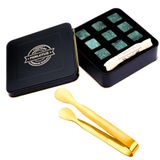 Perlotus 9 Adet Granit Mermer Viski Taşı ve Gold Buz Maşası Seti Hediye Paketli
