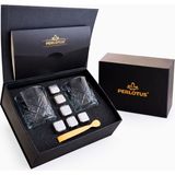 Perlotus Izmir Seri Viski Bardak Seti 2’li Kristal Kadeh Soğutma Taşı Maşalı Mıknatıslı Hediye Kutulu Sertifikalı Erkek Hediye Seti - 2 Adet - 205 ml