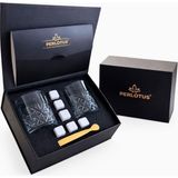 Perlotus Izmir Seri Viski Bardak Seti 2’li Kristal Kadeh Soğutma Taşı Maşalı Mıknatıslı Hediye Kutulu Sertifikalı Erkek Hediye Seti - Beyaz - 205 ml