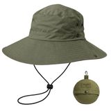 Perlotus Kılıf Çantalı Ayarlanabilir Geniş Siperlikli Unisex Safari Outdoor Kamp Şapkası Yeşil