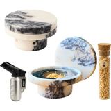 Perlotus Menekşe Mermer Viski Kokteyl Dumanlama Tütsüleme Seti Premium Smoke Aparatı - Beyaz - 375 ml