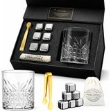 Perlotus Premium 345 cc Kristal Bardak ve Çelik Buz Küpü Seti Gıdaya Uygun Çelik Küp Gold Maşa Hediye Kutusunda - Beyaz - 345 ml