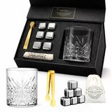 Perlotus Premium 345 Cc Kristal Bardak Ve Çelik Buz Küpü Seti Gıdaya Uygun Çelik Küp Gold Maşa Hediye Kutusunda