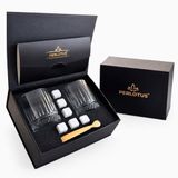 Perlotus Premium Antalya Seri Viski Bardak Seti 2’Li Kristal Kadeh Soğutma Taşı Maşalı Mıknatıslı Hediye Kutulu Sertifikalı Erkek Hediye Seti