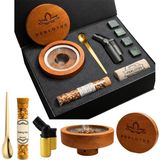 Perlotus Premium Kutulu Ahşap Viski Tütsüleme Seti Tüm Bardaklara Uygun Aparat, Talaş, Pürmüz, Viski Taşı