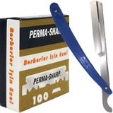 PermaSharp Berber Jileti 100'lü Paket, 1 Adet Ali Bıyıklı Ustura, Tıraş Seti