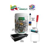 Permolit Pop And Rolls 4 Parçalı Set (1Lt - Boya Tavası- Stella İpek Fırça - Kadife Rulo),Beyaz