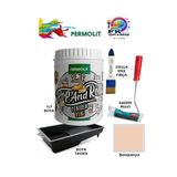 Permolit Pop And Rolls 4 Parçalı Set (1Lt - Boya Tavası- Stella İpek Fırça - Kadife Rulo),Şampanya