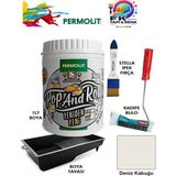 Permolit Pop And Rolls Boya 4 Parçalı Set ( 1lt Boya - Boya Tavası- Stella Ipek Fırça - Kadife Rulo ) - Deniz Kabuğu
