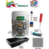 Permolit Pop And Rolls Boya 4 Parçalı Set ( 1lt Boya - Boya Tavası- Stella Ipek Fırça - Kadife Rulo ) - Kilit Taşı