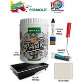 Permolit Pop And Rolls Boya 4 Parçalı Set ( 1lt Boya - Boya Tavası- Stella Ipek Fırça - Kadife Rulo ) - Kum Beji