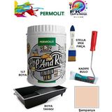 Permolit Pop And Rolls Boya 4 Parçalı Set ( 1lt Boya - Boya Tavası- Stella Ipek Fırça - Kadife Rulo ) - Şampanya