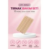 Pernem Profesyonel Manikür İçin 15 Adet Ahşap Tırnak Eti İtici Çubuk ve Bakım Stiği Portakal