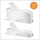 Peronline Brezza Royal Rattan Bahçe Havuz Şezlong Beyaz 4 Adet