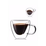 Perotti 12465 Beyaz Kalpli Çift Çidarlı 175 ml Cam Kupa