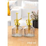 Perotti 15733 2'Li Gri Vintage Cam Bitki Sulama Şişesi Oda Kokusu Dağıtıcı Cam Dağıtıcı Sprey 250Ml