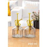 Perotti 15733 2li Gri Vintage Cam Bitki Sulama Şişesi Oda Kokusu Dağıtıcı Cam Dağıtıcı Sprey Yağlık 250ml