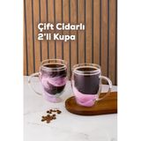 Perotti 16796 Double Feather Çift Cidarlı Kupa 2 Adet 350 Ml Şeffaf