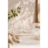 Perotti 16798 Double Feather Çift Cidarlı Kupa 2 Adet 200 ml - Açık Mavi - Açık Pembe - 250 ml