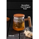 Perotti 17564 Herby Borosilikat Cam Süzgeçli Kupa Bitki Çayı Demliği 500 ml