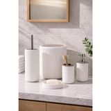 Perotti 33031500001-2 5 Parça Yuvarlak Banyo Seti - Çöp Kovası, Sabunluk, Diş Fırçalığı ve Silikon Wc Fırçası Beyaz Taupe