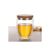 Perotti 350 ml Çift Cidarlı Bambu Kapaklı Bardak