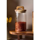 Perotti Acacia Yuvarlak 700 ml Akasya Vakum Kapak Borosilikat Cam Kavanoz 8.5x15 cm
