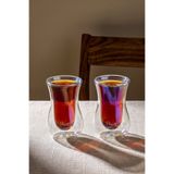 Perotti Colors 2'li Isıya Dayanıklı Çift Cidarlı Cam Çay Bardağı 150 ml