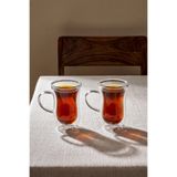 Perotti Colors 2'li Isıya Dayanıklı Çift Cidarlı Kulplu Cam Çay Bardağı 150 ml